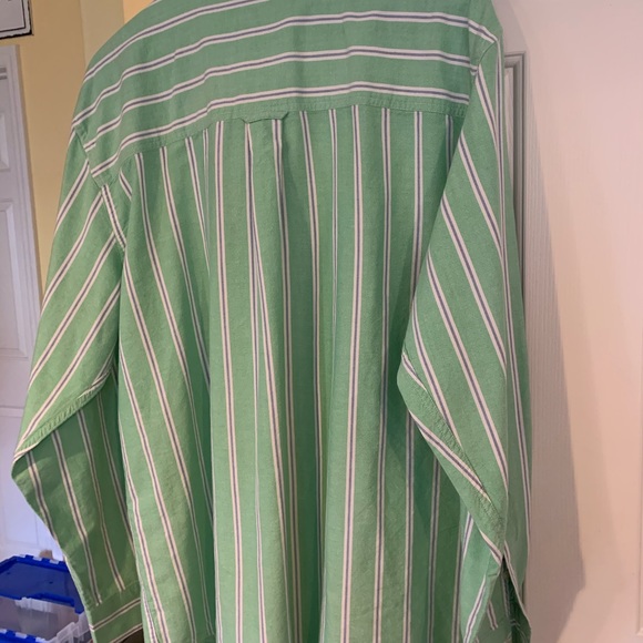 CHAPS Green and‎ White striped button down shirt. - Picture 5 of 6